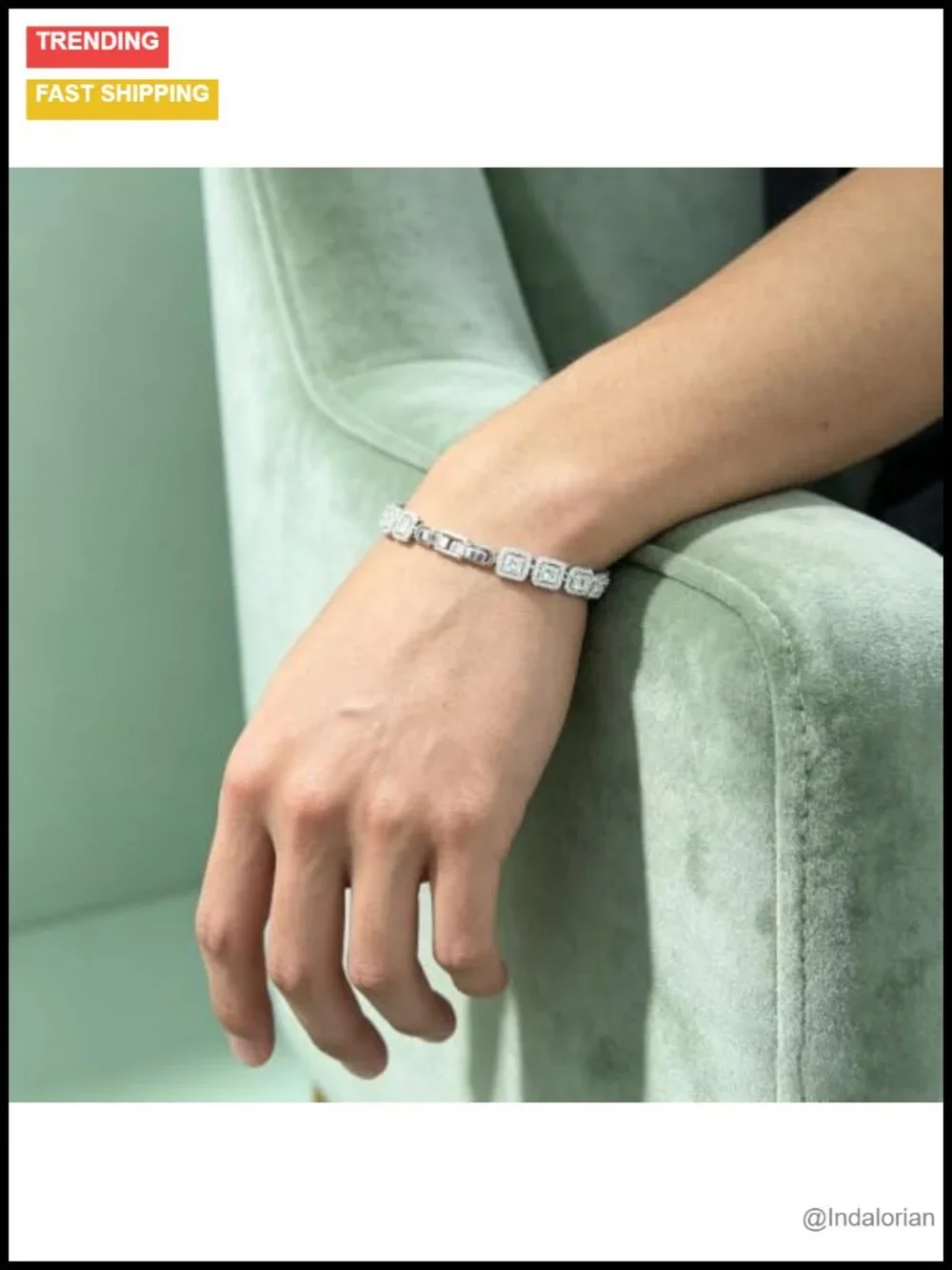 Square Tennis Bracelet Cubic Zirconia 6.5 Inch